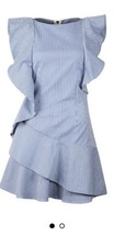 Ted Baker Nemera Blue Striped Ruffle Mini Dress Womne's 5 US 12