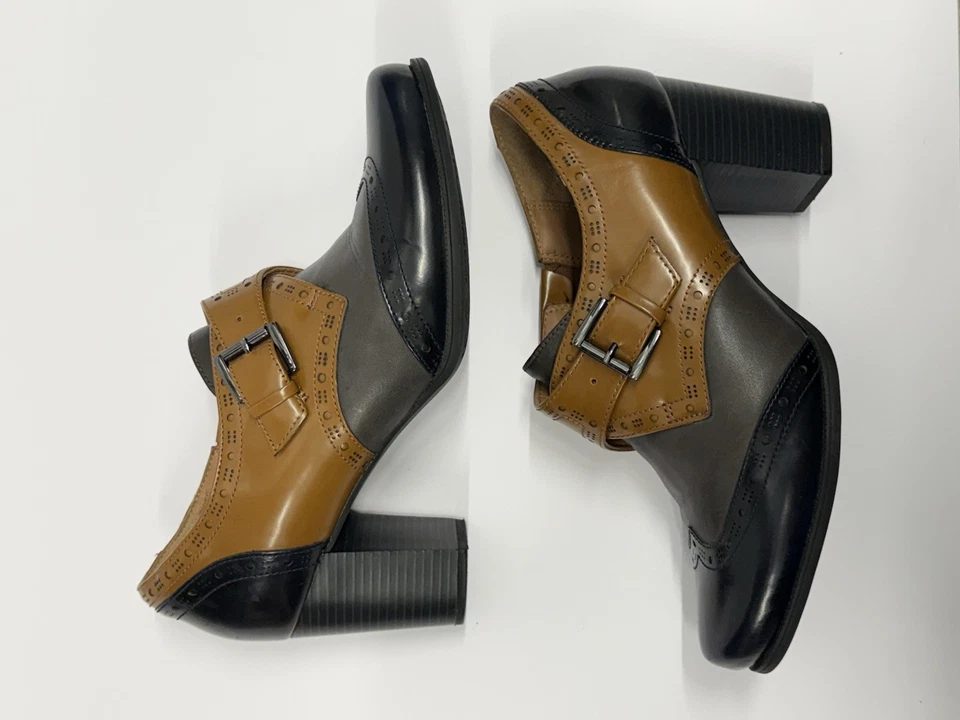 Clark’s Artesanal Oxford Hebilla Zapatos Marrón Gris Tacón Mujer Talla 10 Foto 3 de 4