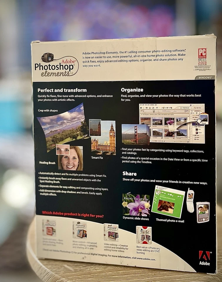 Adobe Photoshop Elements 3.0 Image Editor Big Box Software PC WIN Sealed Free SH - Image 2 of 4