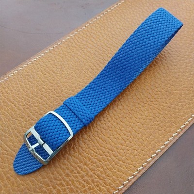 Blue 18mm Eulit Panama Braided Perlon Single Pass Field Watch Strap