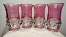 Set of 4 Tiffin Kings Crown Cranberry Flashed...