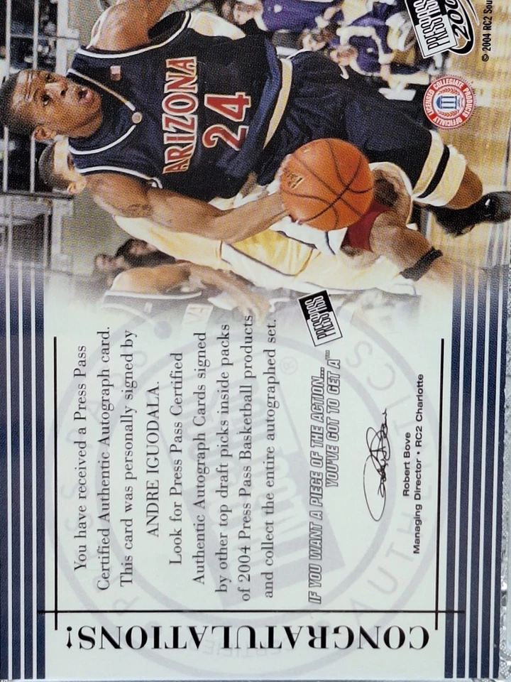 2004 Press Pass Autographs Andre Iguodala 34/50 Rookie Card ARIZONA - Image 4 of 4