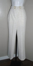 Ladies VTG 1970s White w/ Brown Flecks Wide Leg Dress Pants Sz 8 XS/S NWT
