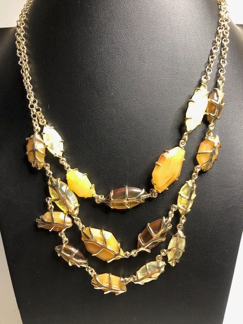 B0871 Talbots Double Strand Statement Necklace Fa… - image 1