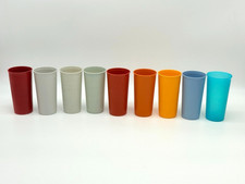 LOT: Set of 9 Vintage 9 oz 5" Tupperware Tumblers 116 Gray Red Blue Orange