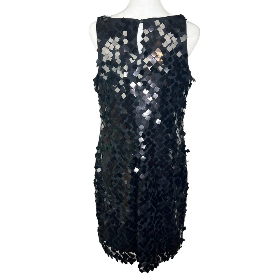 WHITE HOUSE BLACK MARKET WHBM Black Sequin Cocktail Party Glam Festival LBD Sz 8 - Image 3 of 4