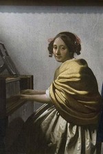Young Woman Seated at a Virginal Johannes Vermeer Poster Print