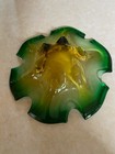 Vintage Italian Murano Glass Bowl Green and Gold — photo 2