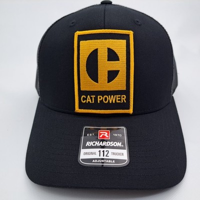 CAT Power Mens Baseball Cap Hat Rich 112 Black Embroidered Patch 