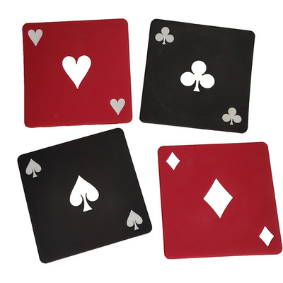 (SET OF 4) Playing Cards Suit Heart Diamond Club Spade Rubber Coasters Poker Set