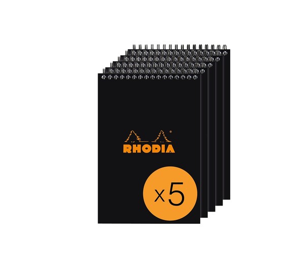 Rhodia Notizblock A5 Liniert 80 Blatt Spiralblock Schwarz 165019C Schreibblock-image