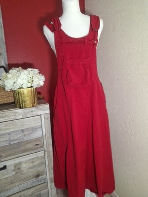 red jumper dress womens 90s Red maxi jumper dress with pockets and side buttons 100% cotton S/m