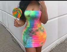 Woman Tie Dye Mini Dress 