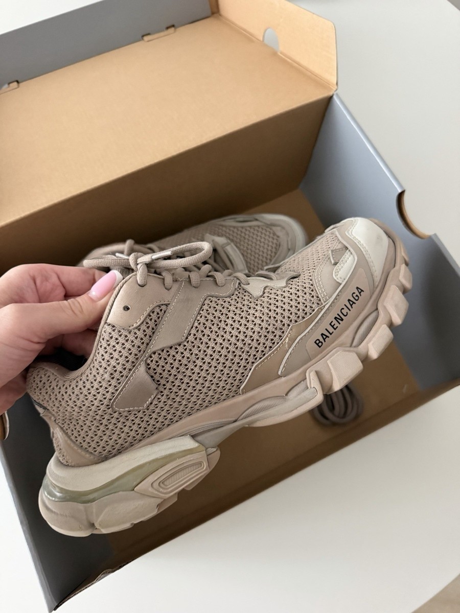 New. Balenciaga Beige/Taupe Track Trainer Sneakers with Box