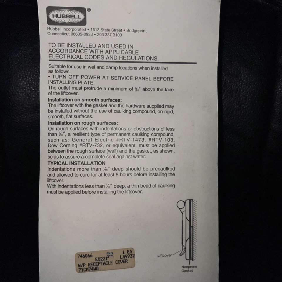 NEW Hubbell HBL77CM74WO, 50A Receptacle Weatherproof Cover - Image 4 of 4