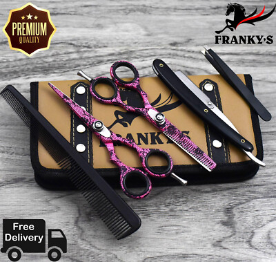  5.5'' Pink Professional Salon Hair Cutting Scissors Thinner Barber Shears Razor 