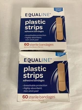 Equaline Plastic Adhesive Bandages, 3/4" x 3" -Lot of 2 boxes - 60 per box (120)