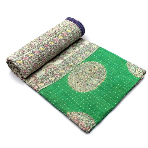 Vintage Quilt Indian Organic Cotton Bedspread Decorative Bedding Throw - Picture 2 of 6