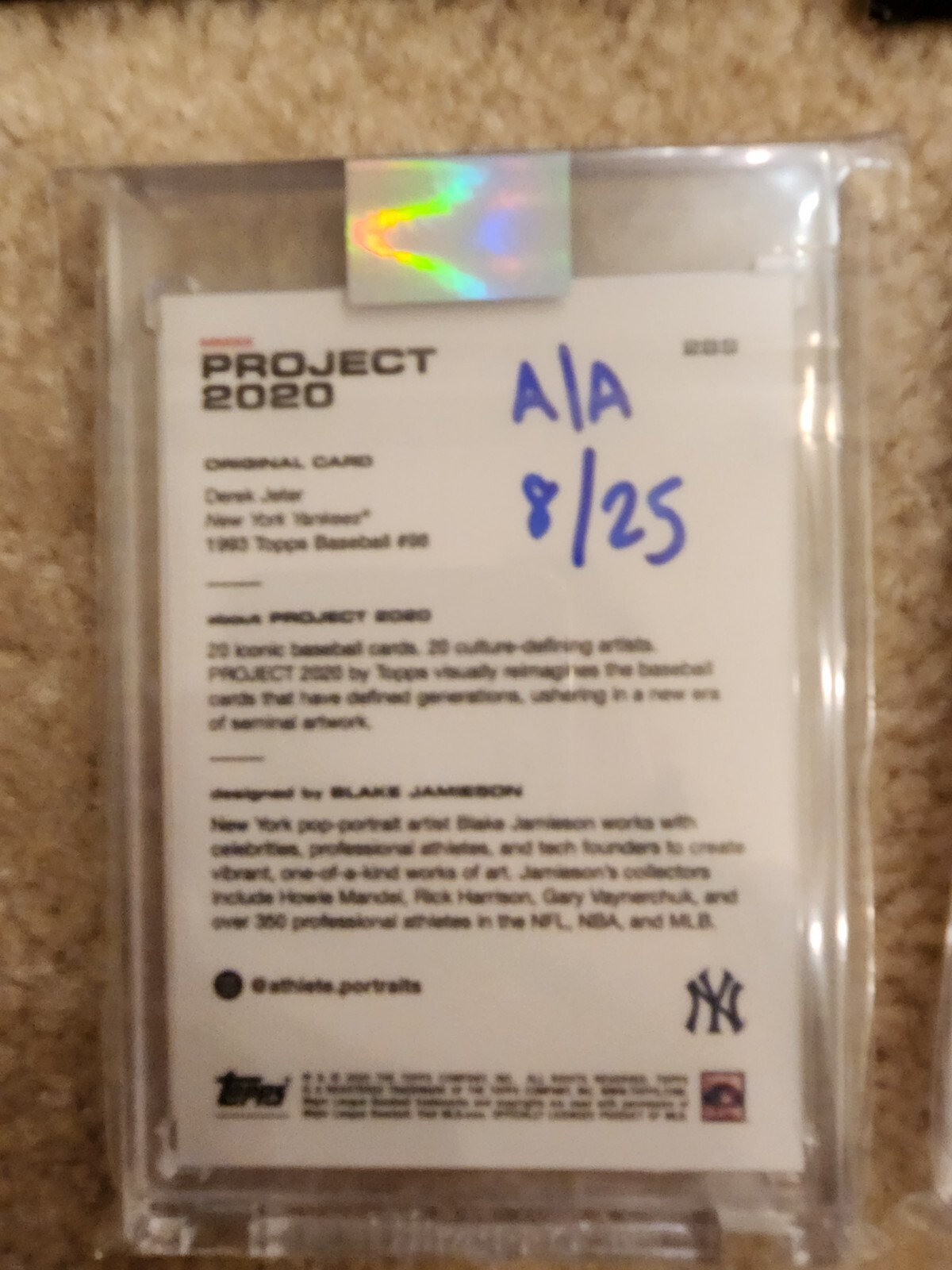 Topps Project 2020 Derek Jeter Blake Jamieson Autograph Blue Paint Pen