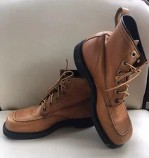 VINTAGE MASON CHIPPEWA FALLS BOOTS Sz 9 BROWN OIL RESISTANT BOTTOM WORKING BIKE