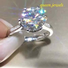 2.95CT Round Cut Lab-Created Diamond Engagement Wedding Ring 14K White Gold Over