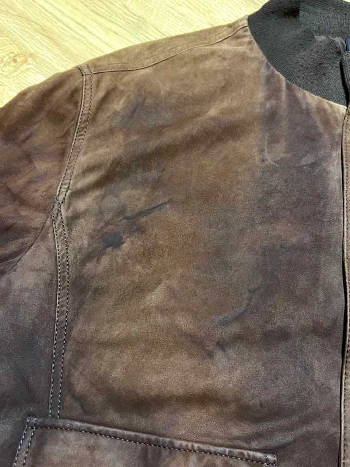 Gimo's Brown Suede Leather Bomber Jacket Men's Size L - Image 3 of 4