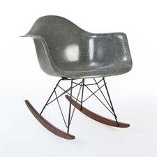 Sedia Herman Miller Eames RARA grigia vintage originale con braccioli a dondolo