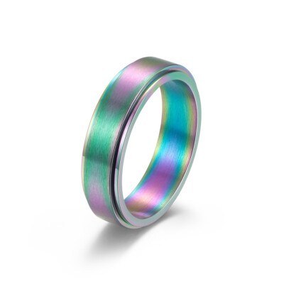 Blue/Gold/Silver/Black Spinner Band Women Men's Titanium Brushed Ring Size 5-12