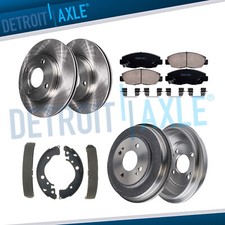 Front Disc Rotors Rear Drums Brake Pads Shoes Kit for 2010 - 2014 Honda Insight