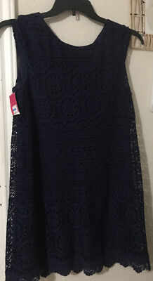 *NWT* Xhilaration Women's Fit & Flare Lace Dress Size L Color Blue | eBay