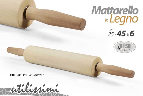 MATTARELLO RULLO LEGNO SFOGLIA PIZZA PASTA CASA CUCINA DOLCI PASTICCERIA 25-45*6 - Foto 3 di 3