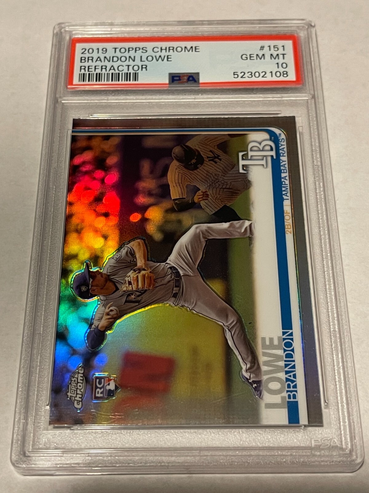 2019 Topps Chrome Refractor Rookie Card Brandon Lowe #151 RC PSA 10 Rays B