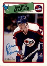 Mario Marois Signed Auto 1988-89 O-Pee-Chee card Winnipeg Jets