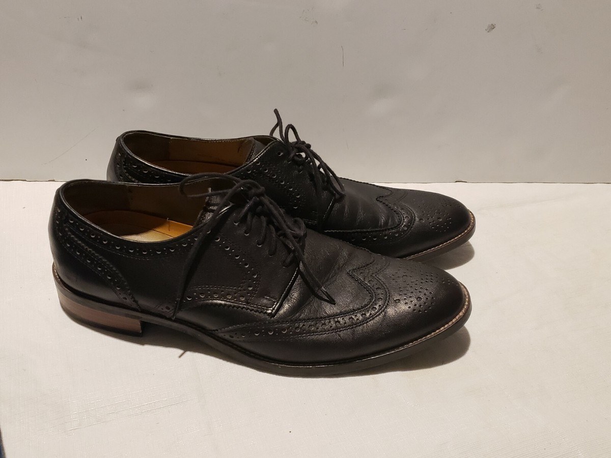 COLE HAAN Mens 10 M Black Wingtip Oxford All Leather Shoes Worn 3X Orig $395 Men main image 2