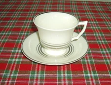 Vintage Syracuse China NIMBUS O.P.CO Old Ivory Silver Demitasse Cup + Saucer ~