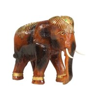 Elefanten Figur RüSsel Unten Holz Stulptur Deko Tierfigur Mit Verzierungen 22Cm