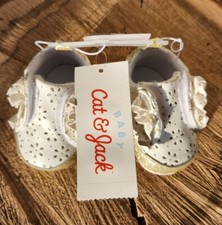 Baby Crib Shoes - Cat Jack White 0-3m