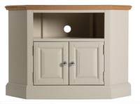 Dune Painted Corner Tv Cabinet /cream Tv/hifi Unit With Oak Tops /country Style Dune Painted Corner Tv Cabinet /cream Tv/hifi Unit With Oak Tops /country Style
