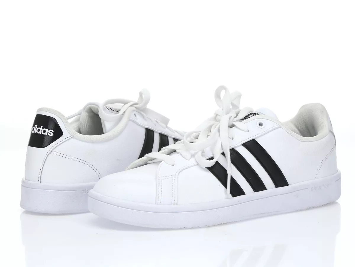 Adidas Cloudfoam Advantage Women's White/Black 3 Stripe Shoes Size 9 | eBay