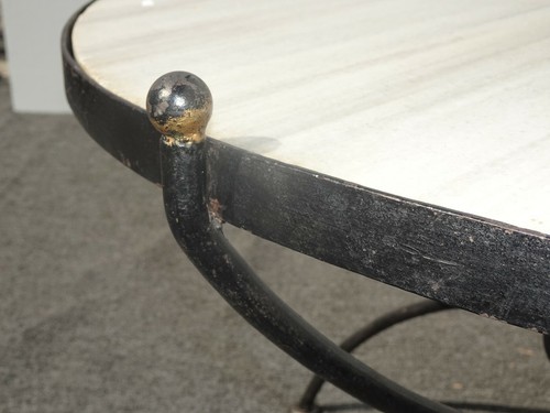 Vintage Spanish Style Wrought Iron w White & Gray Marble Top Coffee Table - Picture 8 of 12