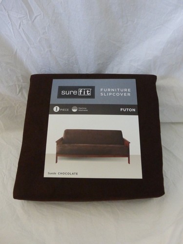 Sure Fit Suede Chocolate One Piece Futon Slipcover NIP - Picture 3 of 7