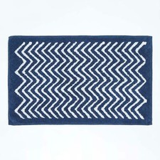 Image of Cotton Chevron Pattern Bath Mat with Non Slip Latex Backing 50 x 80 cm