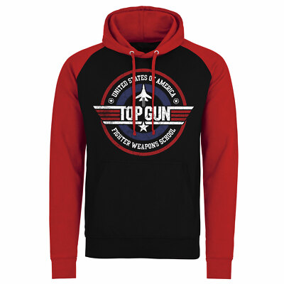 Top Gun Offiziell Lizenzierte Fighter Weapons School Baseball Hoodie Schwarz/Rot