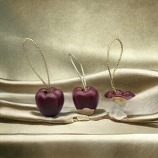 Set of 3 Mini Red Apples Stages of Eating Christmas Tree Ornaments