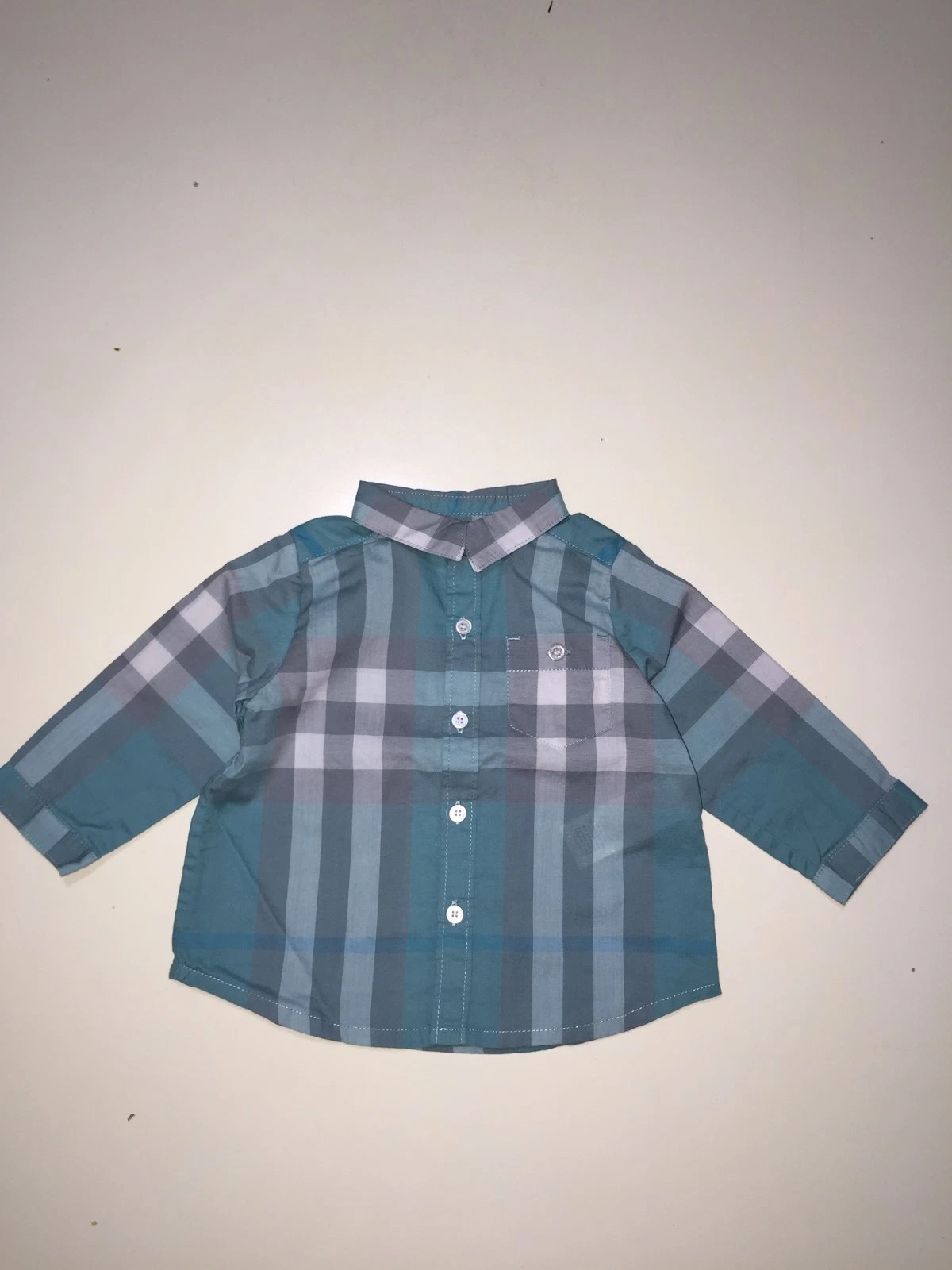 Top camicia abito Aunthentic Burberry bambino ragazzo blu grigio quadri 3M 6M