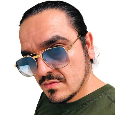 Men Sunglasses Fashion Blue Lens Gold Frame Square Retro Classic UV400 Lentes
