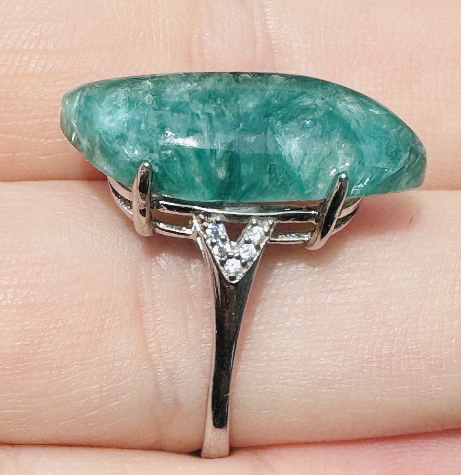 Emerald Lepidolite Ring Silver 925 - image 2