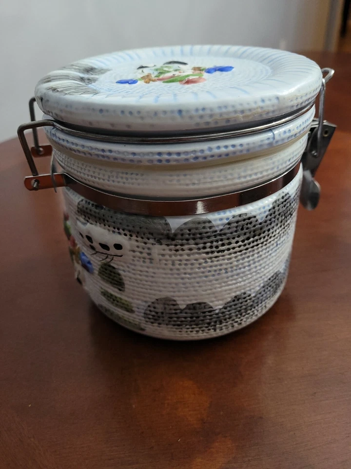 Snowman Textured Hinged 5" Cookie Jar and Locking Lid Coffee Tea Canister - Image 4 of 4