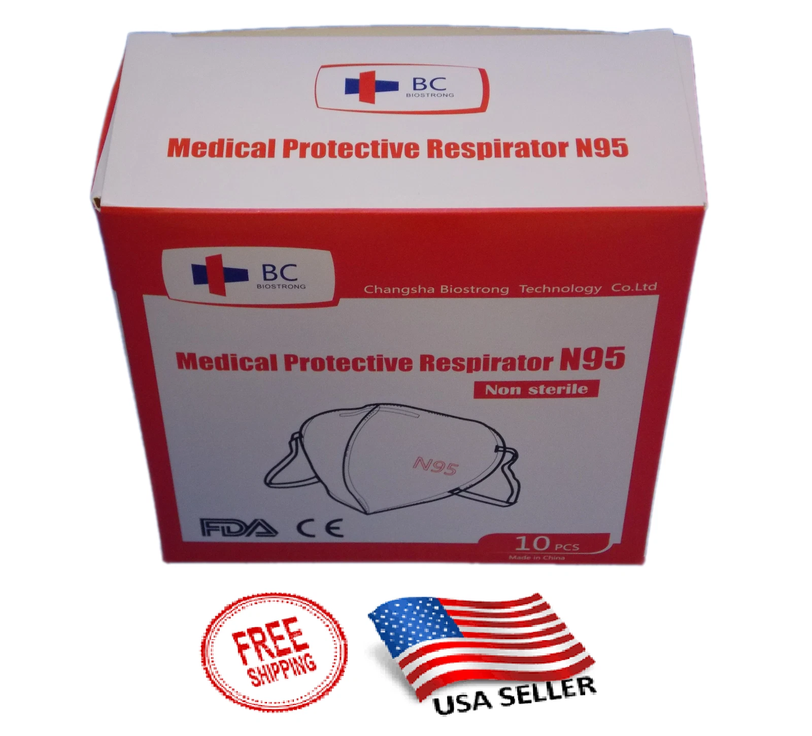 N95 Mask - BC Biostrong Protective Respirator N95 Medical Masks (10-Pack)
