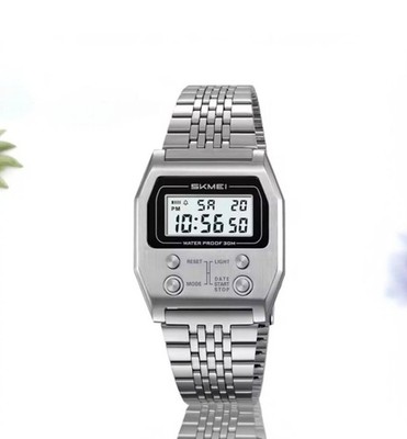 Wasserdichte Retro Racing Stoppuhr Edelstahl Sport Luxus Elektronik Silber